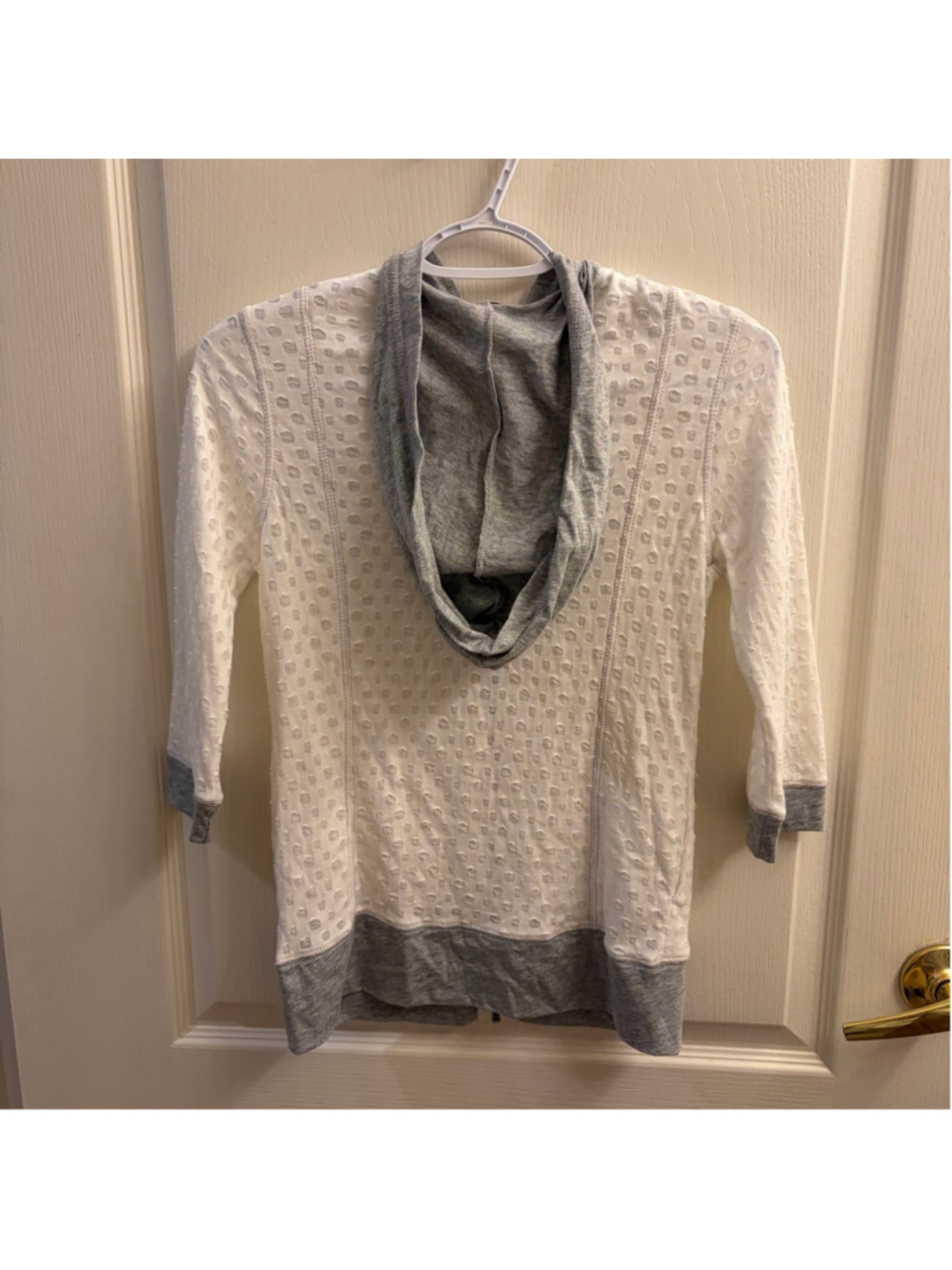 Women's jude White Gray Full Zip Hoodie XS POLKA DOT ALIKE - Picture 3 of 4